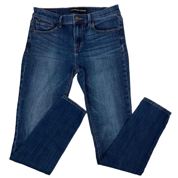 Express Mid Rise Legging Medium Wash Skinny Jeans Womens Size 4